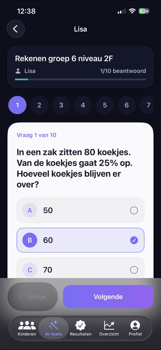Een rekenvraag beantwoorden op iPhone